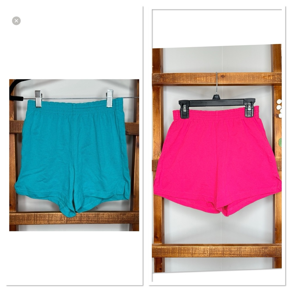 Varsity Teal and Pink Knit Shorts